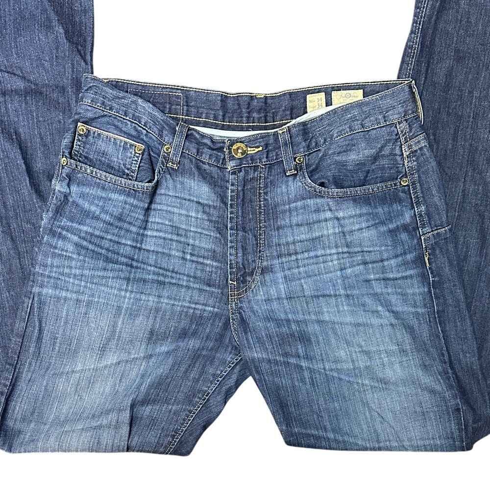 Tre Vero Straight Leg Jeans Mens‎ 34 Blue Medium Wash Whiskered Denim Pants